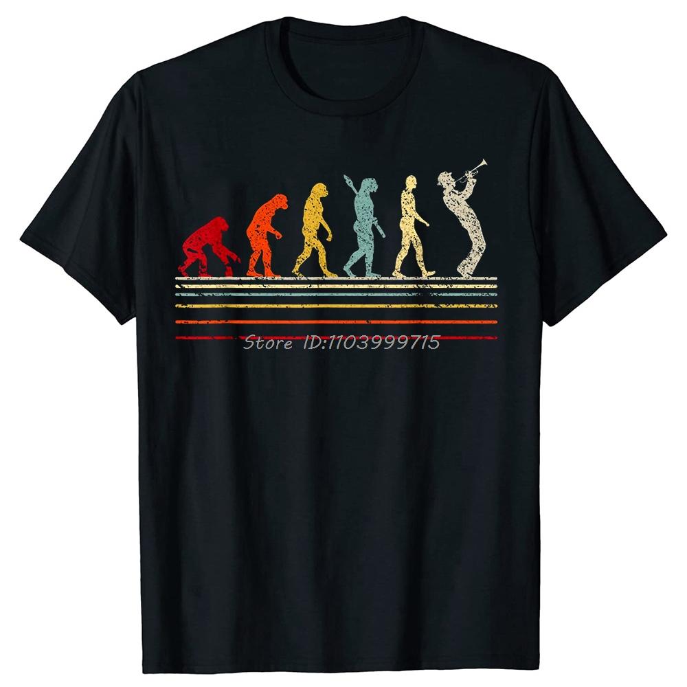 Retro Jazz Music Evolution Trumpet T-Shirt Trumpeter Gift Summer T Shirt Men Clothing Tees Fashion Casual Tops Cotton Tshirt