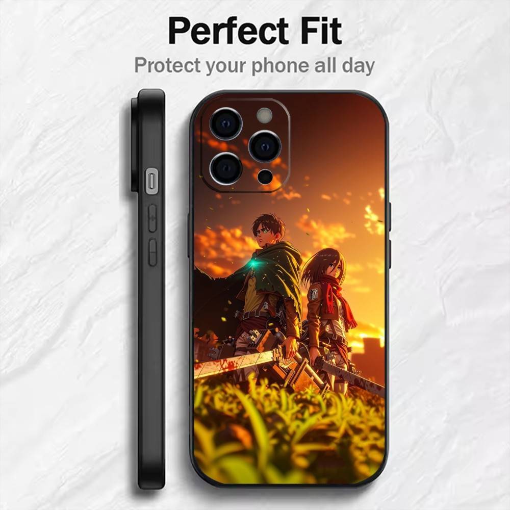 Суперзахватывающий Чехол для телефона A-Attack-On-Titan Для iPhone17,16,15,14,13,12 Plus,Max Мягкий Силиконовый Черный Чехол