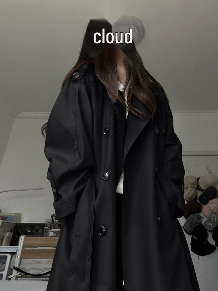 Женский серый тренч средней длины - Весна Осень 2025, Корейский дизайн для миниатюрных, Британский стиль