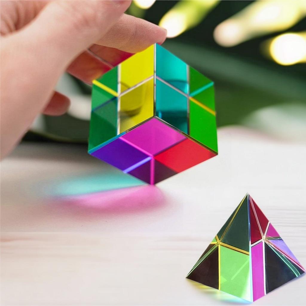 40 мм 1,57 дюйма Цветной Кубический Призма Три Первичных Цвета Популярная Наука Оптический Эксперимент Образовательные Игрушки Дом Неокубы Игрушка