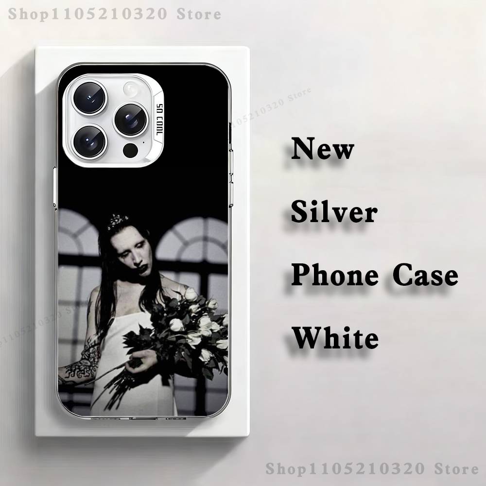 Чехол для телефона M-Marilyn M-Manson для iPhone 17,16,15,14,13,12,11,Mini,Pro,E,MAX Белый Матовый Силиконовый Белый Чехол