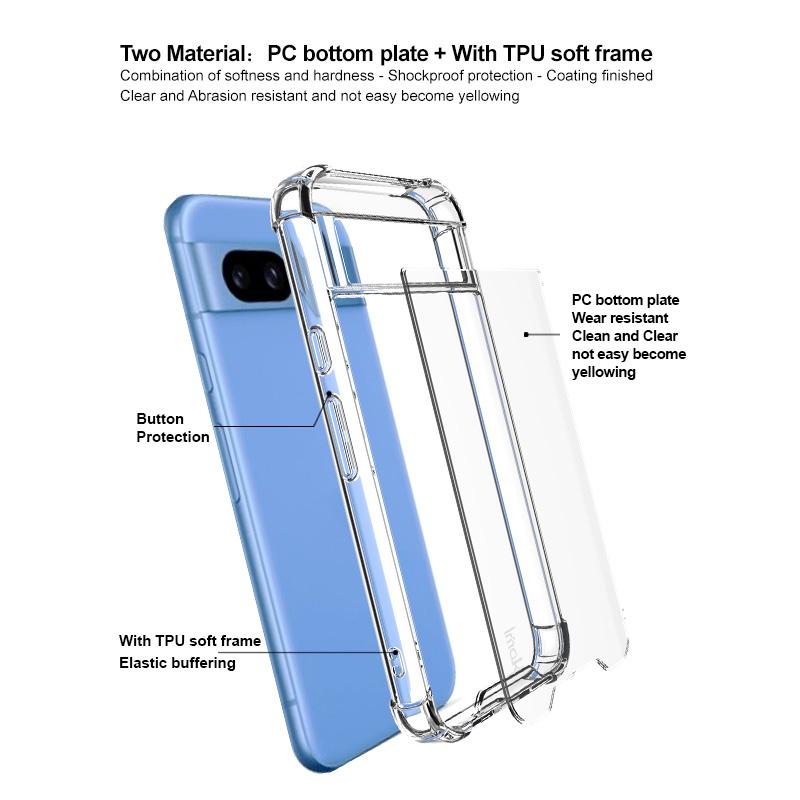 IMAK Чехол для Google Pixel 8a Ударопрочный с подушками безопасности по углам PC+TPU Чехол для телефона