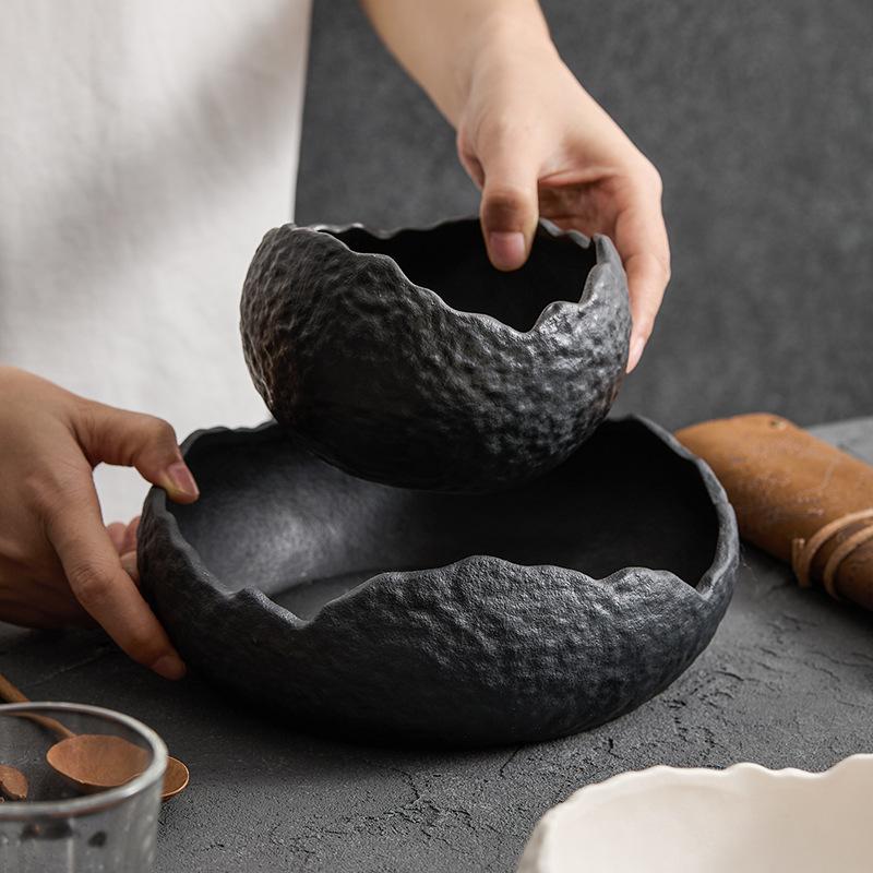 Белая керамическая суповая миска, бытовая десертная миска в японском стиле, креативная миска неправильной формы для фруктового салата