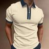 New Men's Lapel Color Short Sleeve T-shirt Men's Trend POLO Shirt Top
