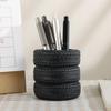 Tire Shaped Pen Holder Fun Desktop Stationery Organizer Space Saving Desk Storage for Home Office School Desk Decoration
