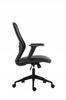 Ergonomic black and gray mesh office swivel chair on wheels