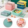 2-слойная портативная герметичная коробка для перекусов, обедов, бэнто, контейнер для хранения еды, офисная, детская, студенческая, микроволновая, столовая посуда, набор вилок и ложек