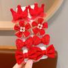 8 шт./компл. детские красные банты заколки для волос для девочек ручной работы ленты банты шпильки заколки год рождественские аксессуары для волос