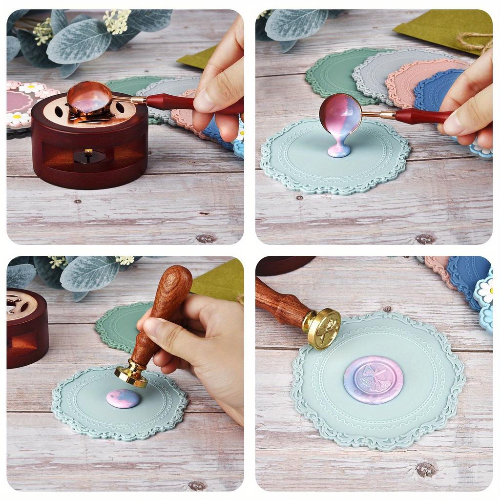 Silicone Sealing Wax Board Pad Round Lace Wax Seal Fire Lacquer Mold Paint Backing For DIY Wedding Party Gifts Sealling Wax Pads