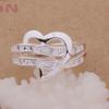 Women Fashion Rings Half Heart-shaped Double Rhinestone Heart Love Ring For Women Wedding Party Gift