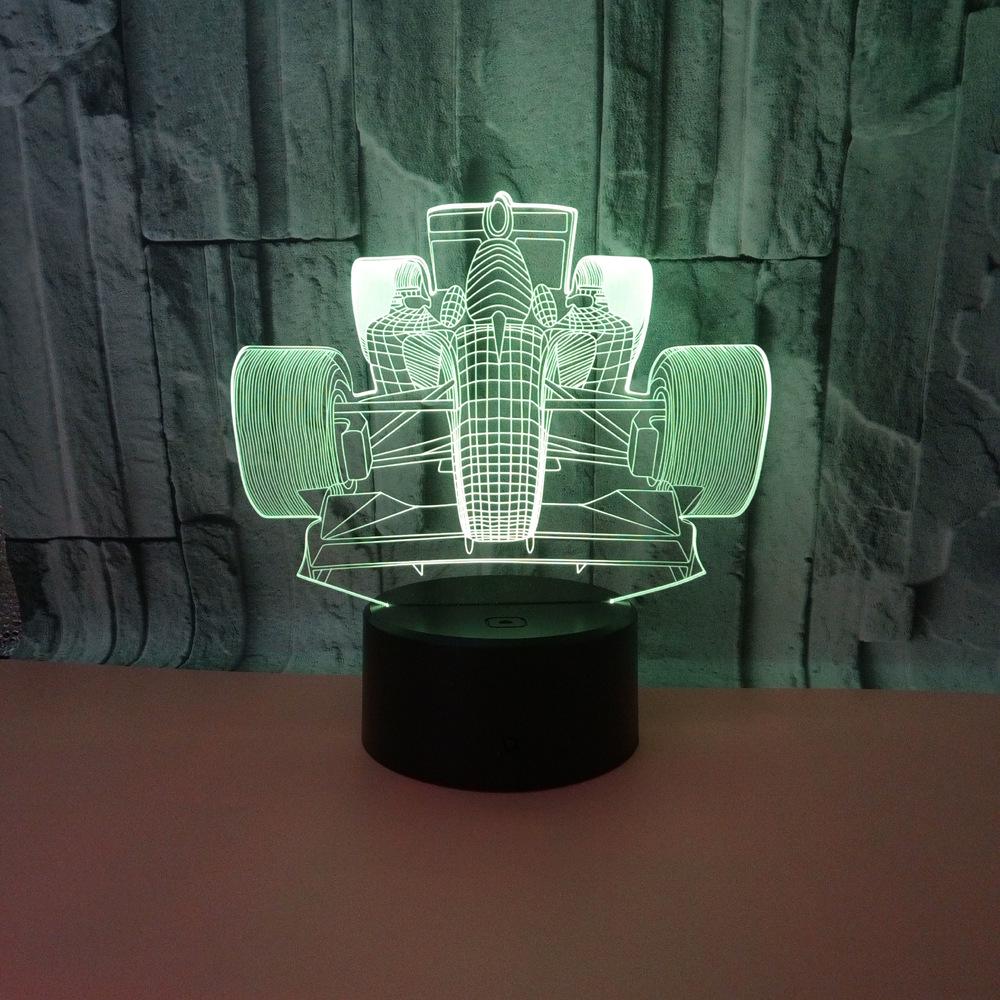 Источник гоночный автомобиль 7 цветов 3d ночник сенсорный пульт дистанционного управления настольная современная настольная лампа декоративная 3d маленькая настольная лампа
