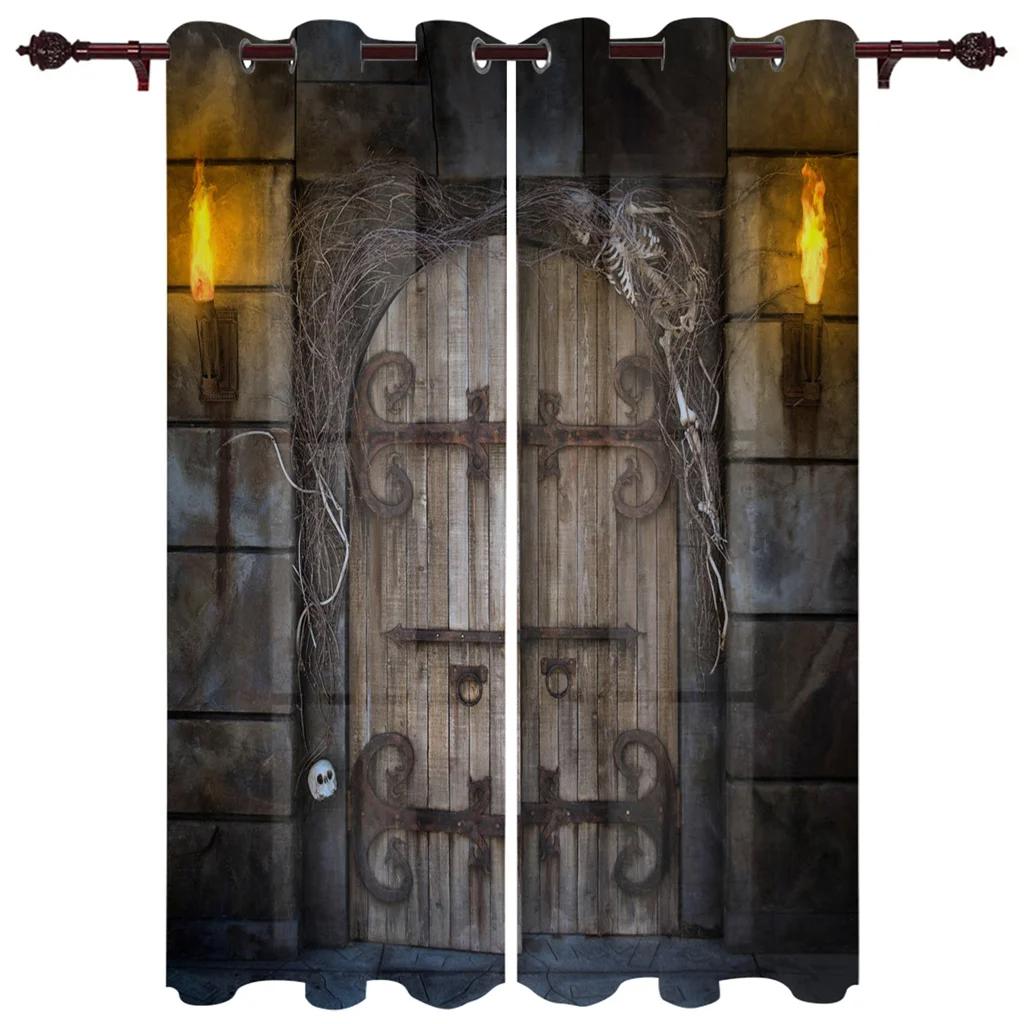 Western High Shading Curtains Traditional Rustic West Wooden Door Living Room Decoration Curtains Bedroom Window Drapes New