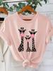 Women's Casual Short Sleeve T-Shirt Vibrant Giraffe Pattern Print Lightweight Summer Round Neck Tops Oversized Clothes for Woman