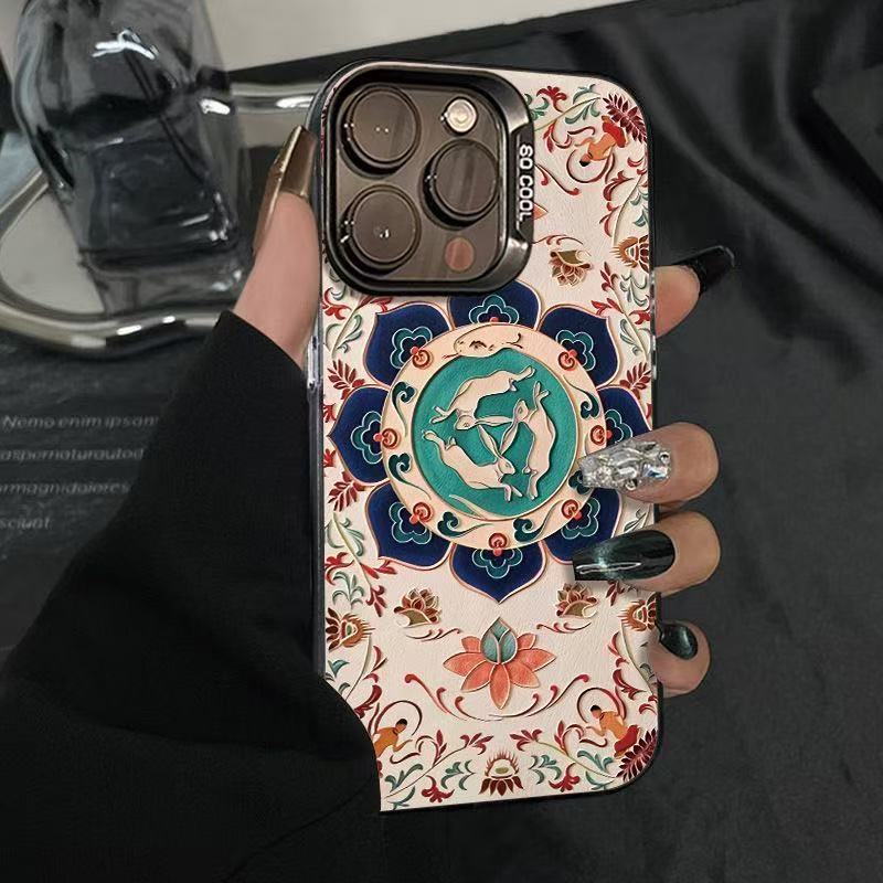 Новый ретро-этнический стиль подходит для чехла на мобильный телефон iphone16 Apple 15promax/14/13pro/12 индивидуальность