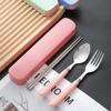4pcs/set Stainless Steel Portable Fork Spoon Chopsticks Tableware with Storage Box Student Office Worker Cutlery Dinnerware Set