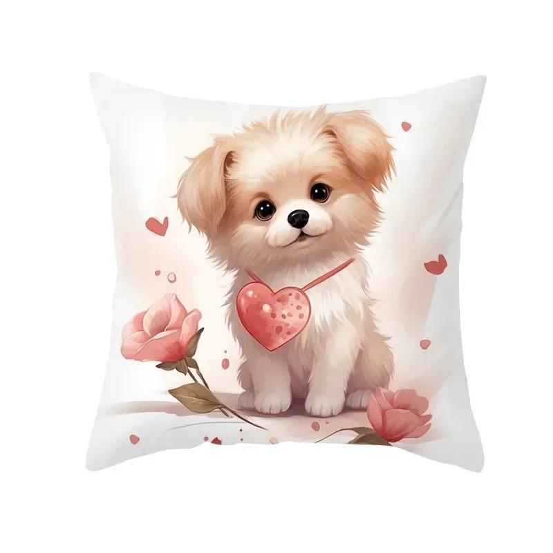 Милый рисунок собаки Декоративная наволочка для дивана в машину Квадратная подушка Наволочка