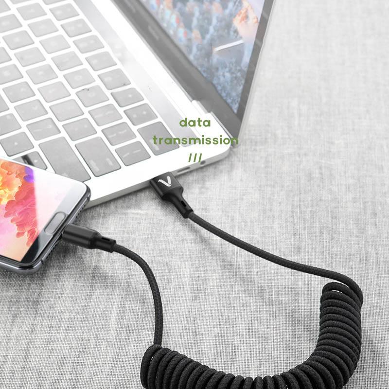 5A Micro USB Type C Кабель для быстрой зарядки 1,5 м Пружинный кабель для передачи данных для iPhone Зарядное устройство для Samsung Xiaomi Huawei