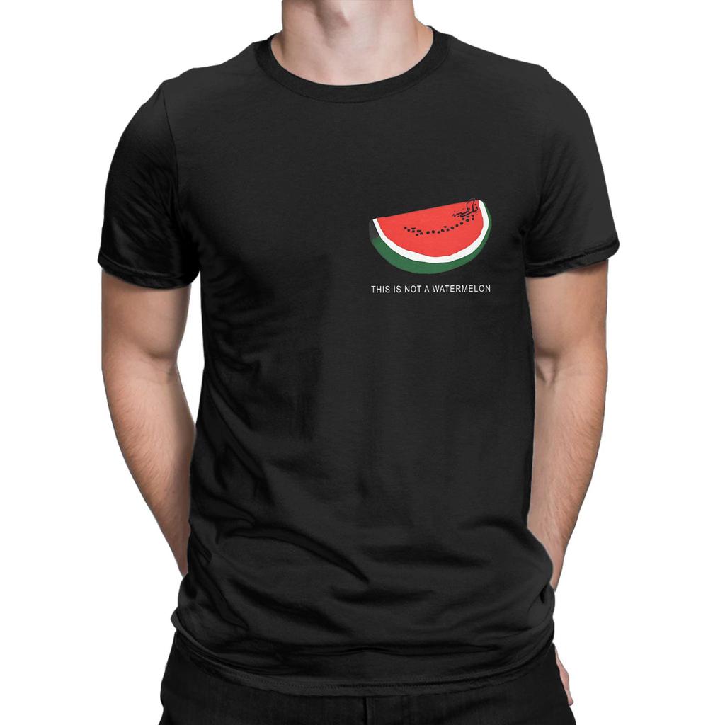 Watermelons Palestined Men's T Shirt Vintage Tees Short Sleeve Round Neck T-Shirt 100% Cotton Gift Idea Tops