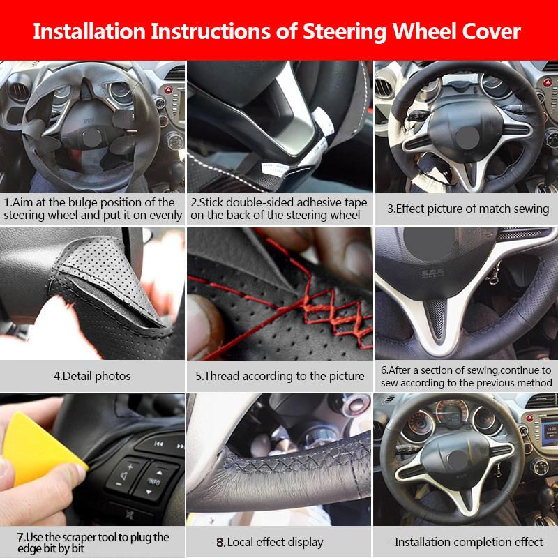 Black Perforated Microfiber Leather Car Styling Steering Wheel Cover Trim For VW Golf 5 Jetta MK5 Passat B6 Tiguan 2007-2010