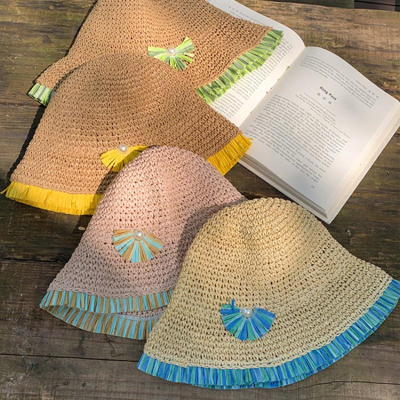 Свежая мятно-зеленая кружевная соломенная шляпа для женщин 2024 года, летняя дорожная шляпа с большими полями, защита от солнца, универсальная складная повседневная шляпа-ведро