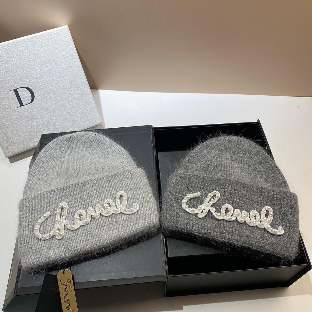 Жемчужная Шляпа Кроличий Мех Теплая Вязаная Шапка Женская Модная Зимняя Холодная Шапка Увеличить И Удлинить Двухслойные Края Шапка