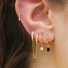 4pcs Fashion Colorful Zirconia Chain Square Earrings Set for Women Two Hole Round Circle Gold Color Hoop Earring Wedding Jewelry