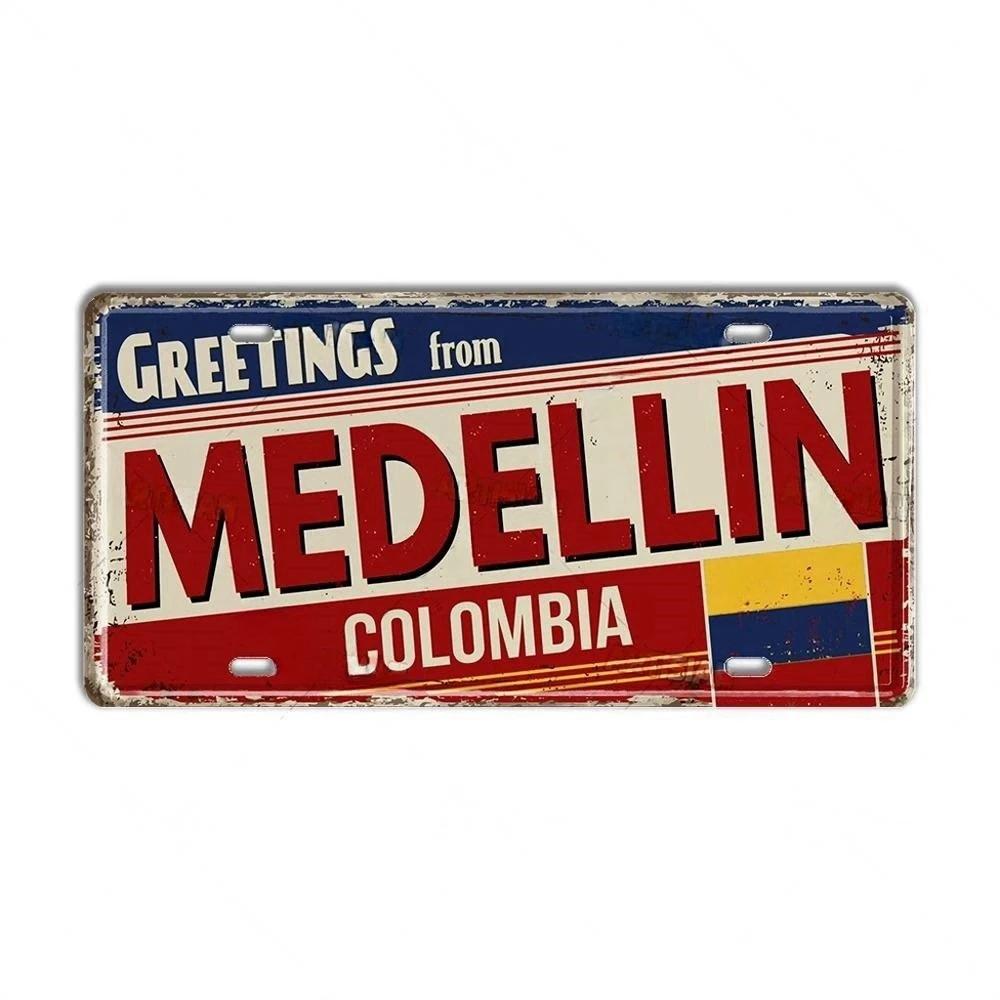 Chile Argentina Ecuador Colombia License Plate Landmark Metal Sign City State Decorative Car Plate Garage Club Bar Wall Decor