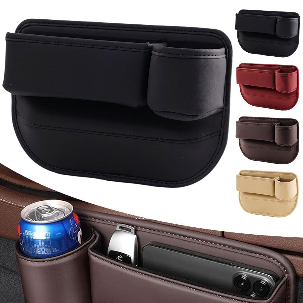 Кожаный органайзер для автомобильного сиденья, многофункциональная консоль, внутреннее отделение для хранения вещей с держателем для наполнителя, карман для хранения в автомобиле, стаканчик Cr A7S4