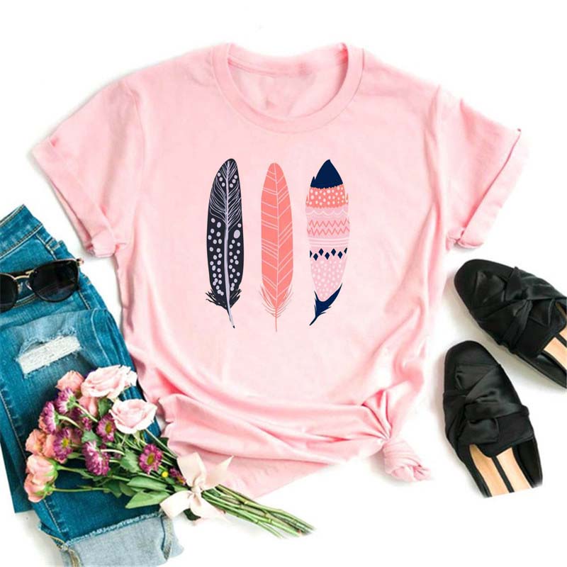 Модная женская футболка с забавным принтом бабочки и пера, футболка, летние топы с коротким рукавом, футболка, женские футболки с перьями