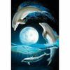 DIY 5D Полный дрель Алмазная картина Дельфин Луна Вышивка Крестом Мозаика Домашний Декор Подарок