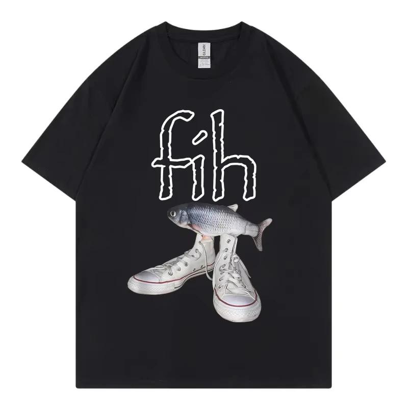 Смешные новые стильные футболки с графикой Fih Shoes, футболки с мемом Fish с ошибкой, мужские и женские модные футболки с коротким рукавом