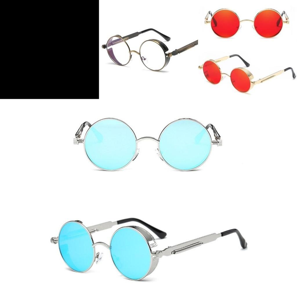 Винтажные круглые солнцезащитные очки в стиле стимпанк с зеркальными линзами и металлической оправой