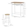 Bar Table Set, Bar Table with 2 Bar Stools, Dining Set, Kitchen Table with Storage Shelf, Dining Table for Dining Room, Kitchen, White