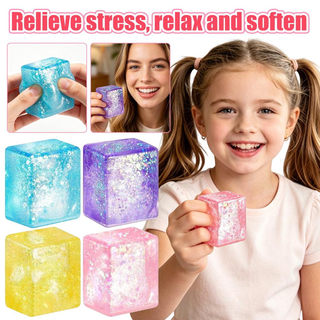Squishy Ice Cube Stress Relief Toy Soft Moldable Sensory Fidget Toy for Hand Exercise and Anxiety Reduction Durable Material
