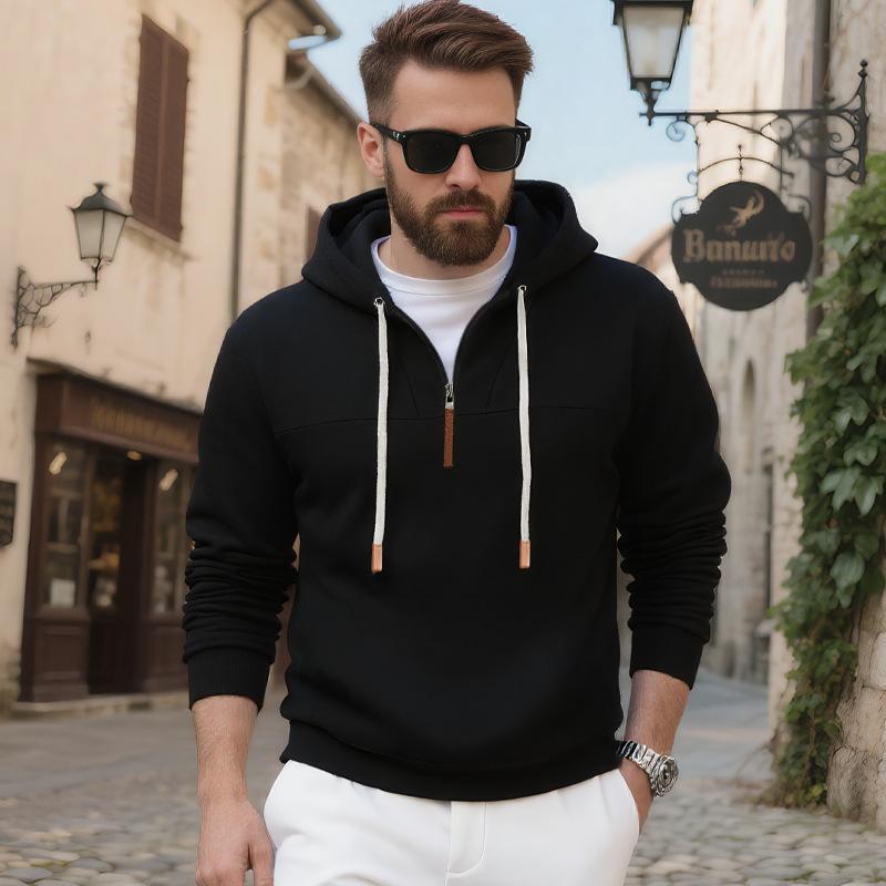 Unisex Fleece Lined Hooded Zip Up Loose Fit Casual Sweatshirt