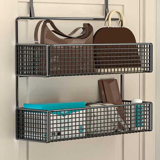 Дверной органайзер, стойка для хранения с крючками, прочная конструкция, сетчатая конструкция, легко собирается, съемная корзина для хранения за дверью