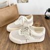 6607 латексные стельки/двойные шнурки, подошва-платформа, женская обувь, маленькие белые туфли, весна 2025, новые ретро кеды