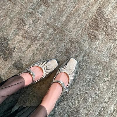 [] Пожалуйста, смотрите детали~ Плиссированная сумка с узором ягненка с квадратным носком, шлепанцы на толстом каблуке для женщин, для улицы