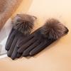 Женские термоперчатки из козьей кожи SIYUTANG с помпоном из лисьего меха