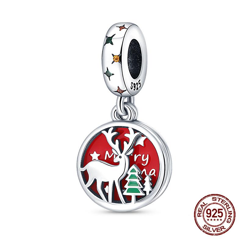 Зимние Шармы Медь Лось Медведь Санта Клаус Шармы Бусины Подходят для Оригинальных Браслетов Для Женщин Сделай Сам Праздничные Ювелирные Изделия Подарки
