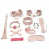 Pink 10Pcs  Set Collar Nipple Clamps Flogger Cuffs Paddle Rope Blindfold Kit  Starter Kits