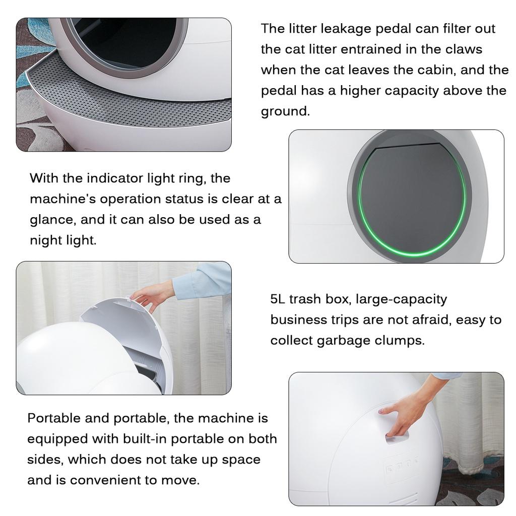 Electric Cat Litter Box Lid Cats Toilet Splash-proof Automatic Closed Smart Wifi Pet Litter Tray Self Cleaning With Litter Scoop