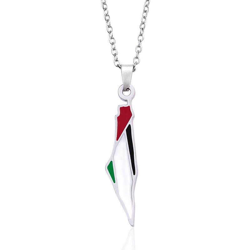 Israel Palestine Map Pendant Necklace For Women Men Arabic African Jamaica Stainless Steel Gold Color Chain Necklaces Jewelry