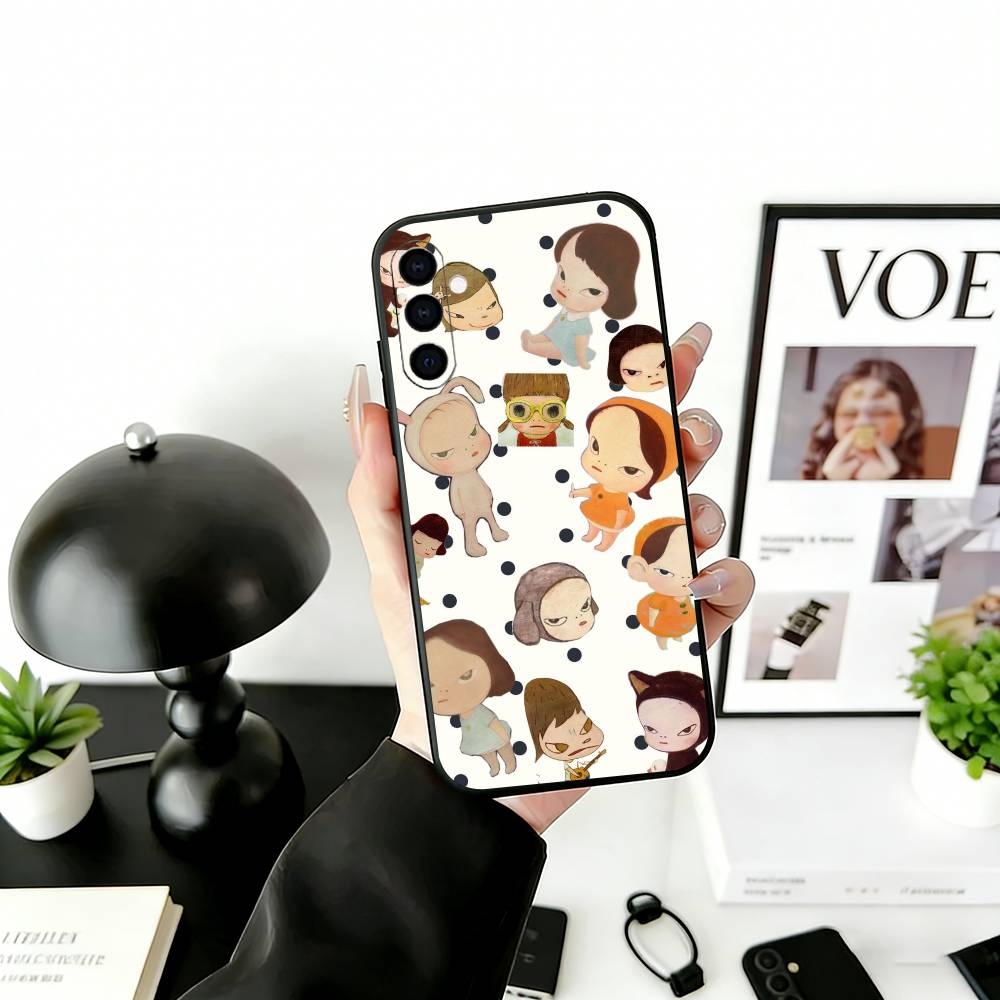 Искусство Японии Y-Yoshitomo Nara Чехол для телефона Samsung Galaxy A73,A72,A71,A70,A53,A52,A51, Мягкий силиконовый черный чехол