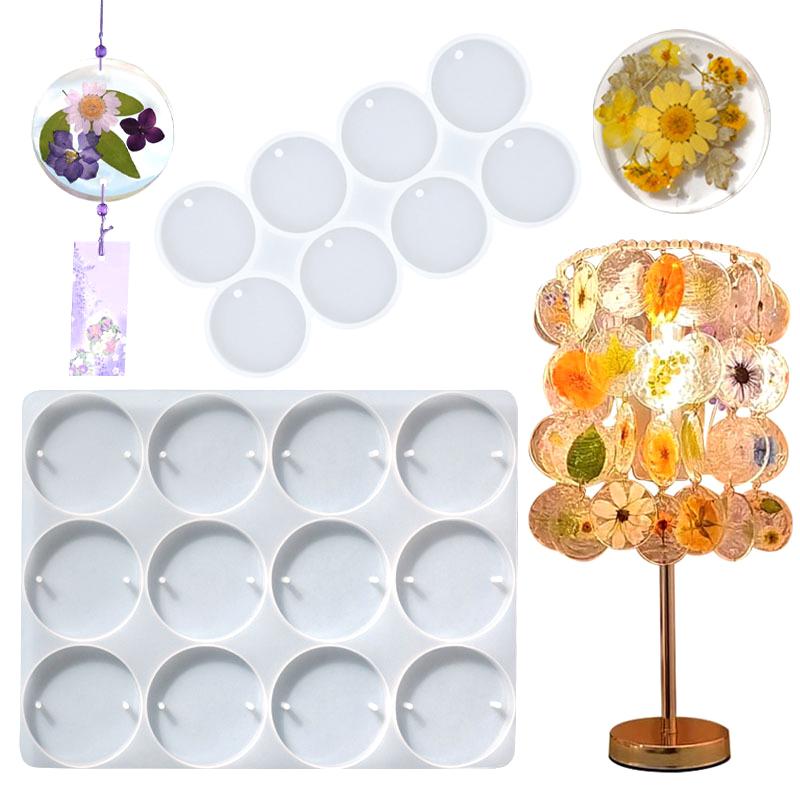 8/12Pcs Round Oval Pendants Resin Mold Diy Epoxy Earrings Charms Silicone Mold For Jewelry Making Keychain Tag Casting Diy Craft