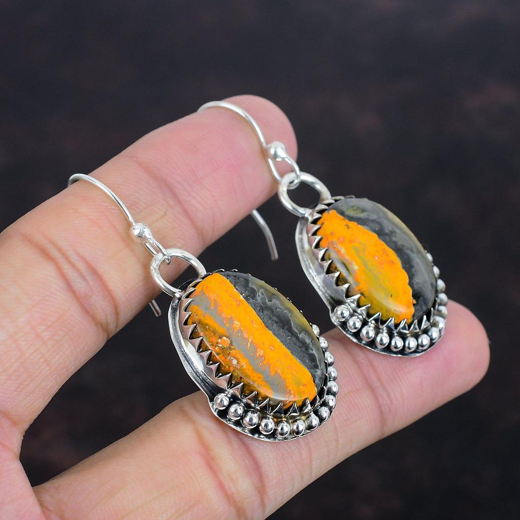 Серьги из яшмы шмеля, настоящие драгоценные камни, свадебные украшения, серьги из стерлингового серебра 925 пробы, серьги ручной работы, достойный подарок для нее