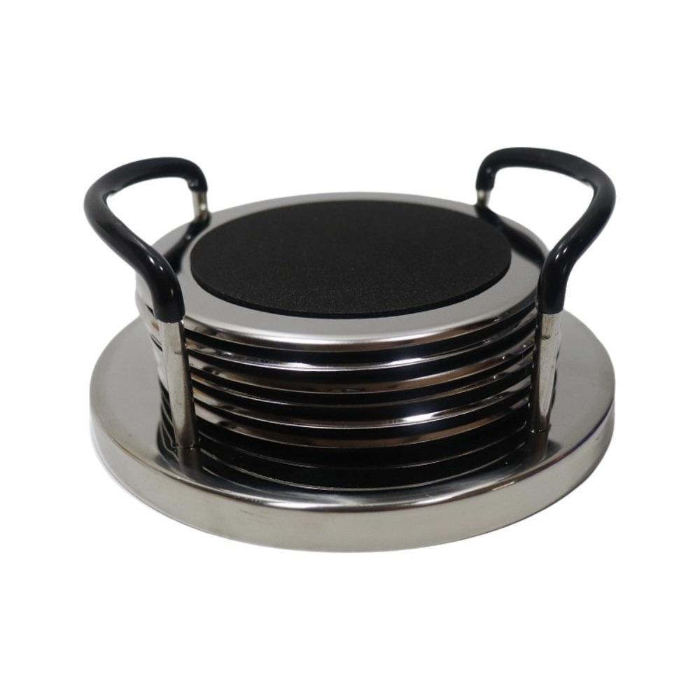 6PCS/SET Round Stainless Steel Coaster Minimalist Drink Pad Creative Insulation Cup Mat Bar