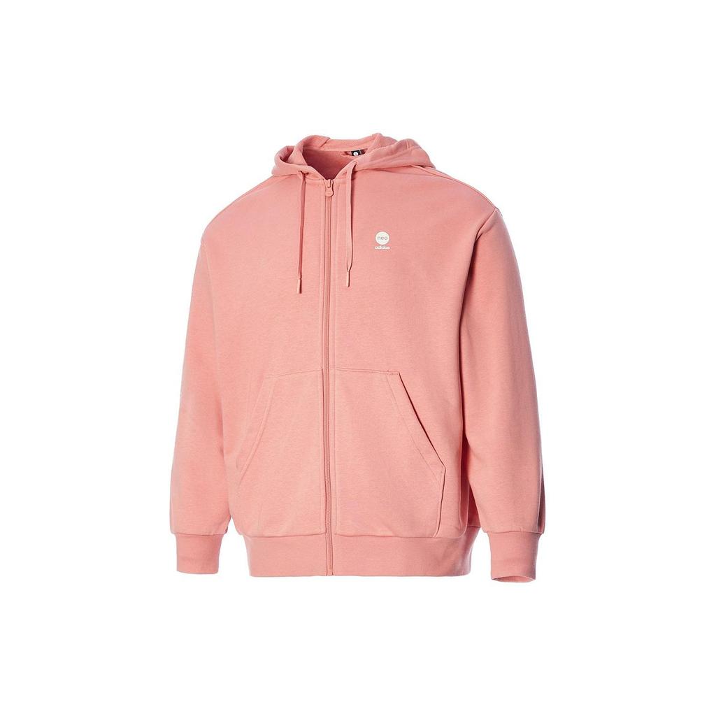 Adidas Neo Solid Color Zip-Up Hooded Jacket Women Jackets Pink IK2432