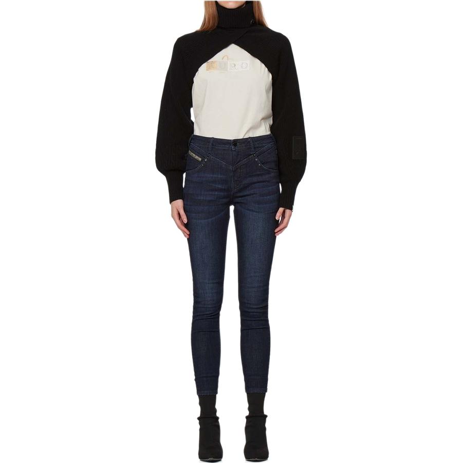 Evisu Черный вязаный свитер с воротником-стойкой и рукавами Women sweater Черный 2EAGNW1CN480FFWX