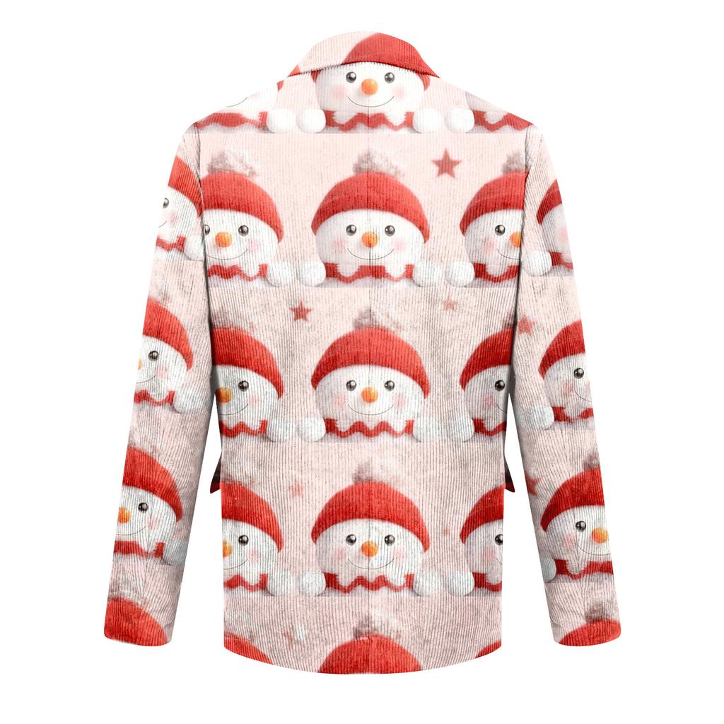 Men's Ugly Christmas Corduroy Warm Pocket Suit Jacket Cardigan Men's Casual Suit